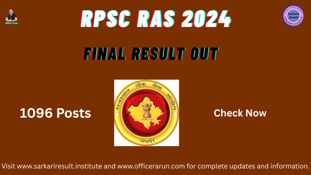 RPSC RAS 2024 Final Result Out thumbnail, Rajasthan RAS Result 2026, RPSC RTS result check online