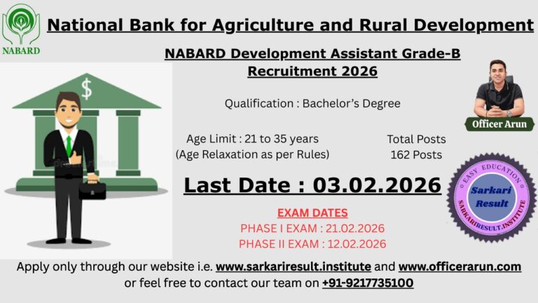 NABARD Development Assistant Grade-B Recruitment 2026 notification apply online