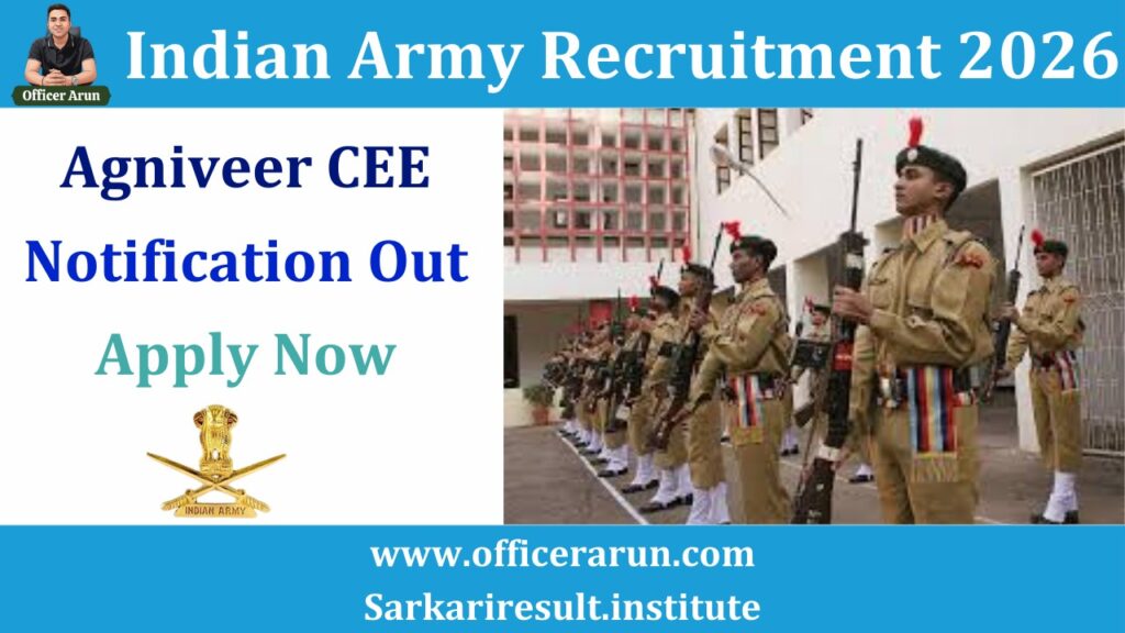 Indian Army Agniveer CEE Recruitment 2026 – Apply Online for Agnipath Scheme
