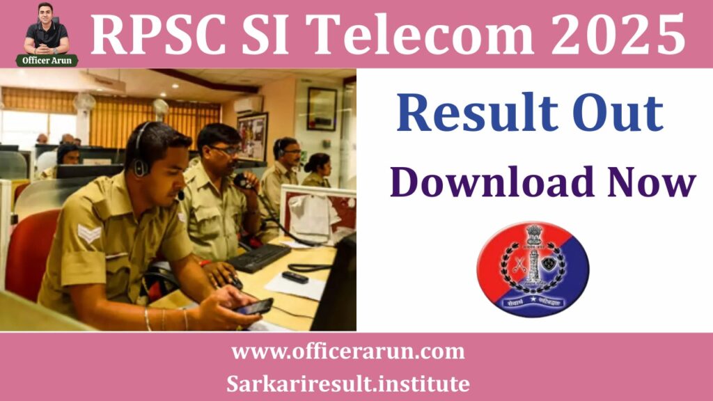RPSC Rajasthan Police SI Telecom Result 2026