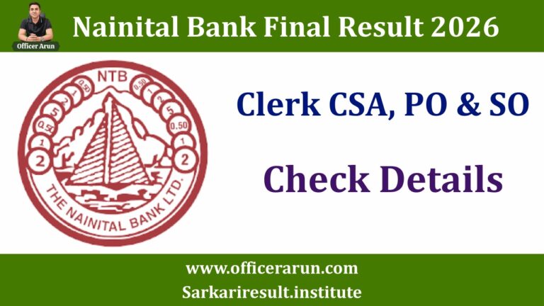 Nainital Bank Final Result 2026 Out – Clerk, CSA, PO & SO Result