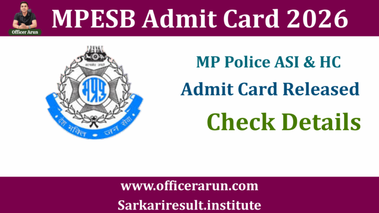 MP Police ASI and HC Admit Card 2026 (Out)