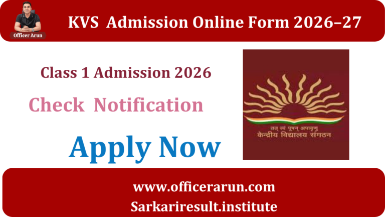KVS Class 1 Admission 2026-27