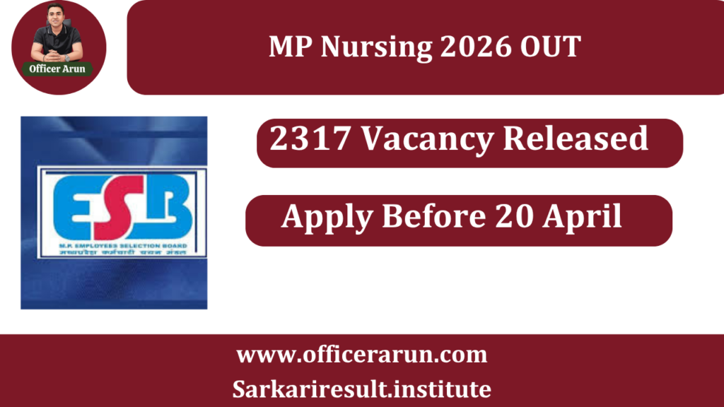 MPESB Nursing Officer Recruitment 2026 Apply Online for 2317 Posts