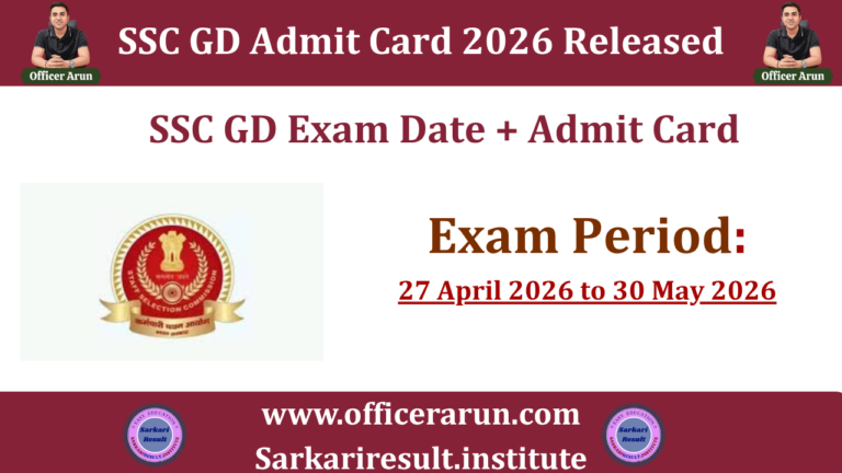 SSC GD Constable Admit Card 2026 Released