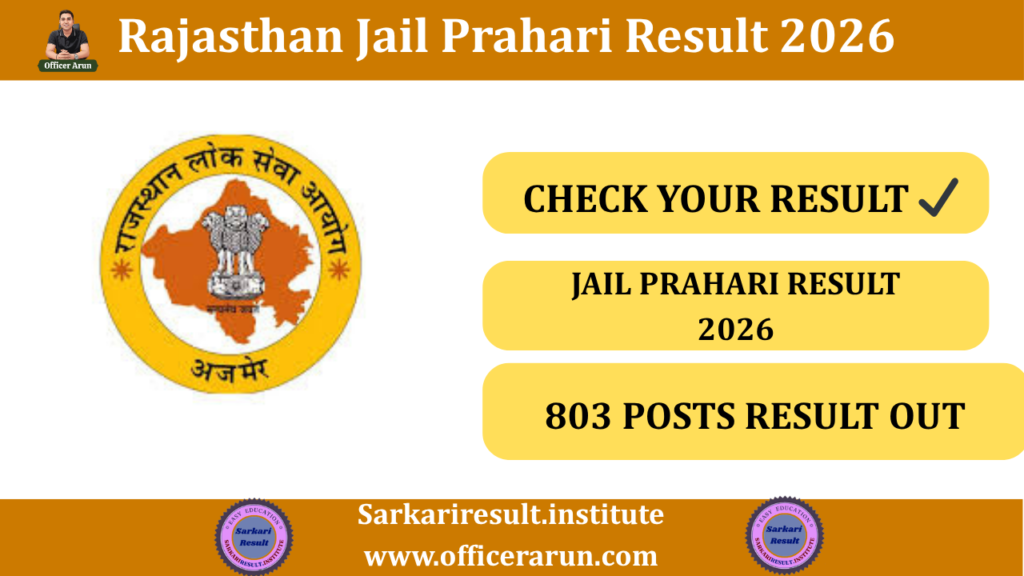 Rajasthan RSSB Jail Prahari Final Result 2026 Out