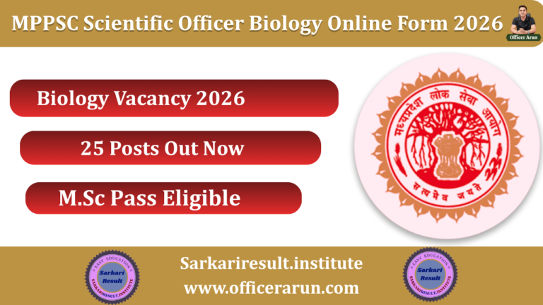MPPSC Scientific Officer Biology Online Form 2026 Apply Online for 25 Posts