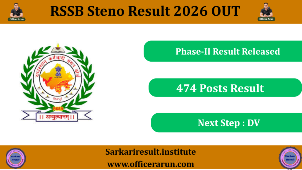 RSSB Stenographer / PA Phase-II Result 2026 Out