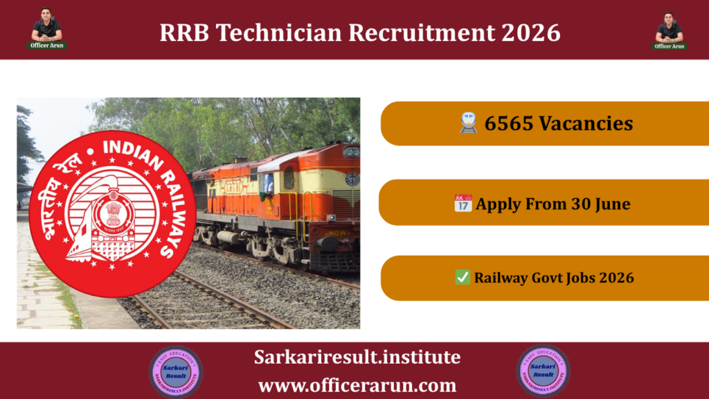 RRB Technician Recruitment 2026 Apply Online for 6565 Posts, Notification PDF