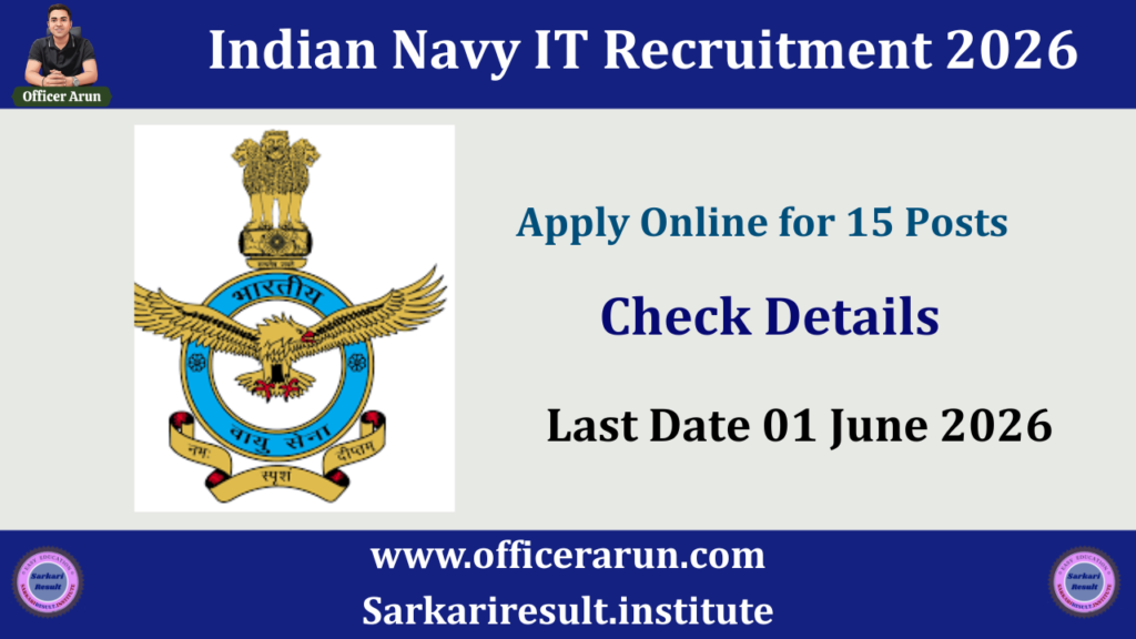 Indian Navy SSC Executive IT Recruitment 2026 Apply Online for 15 Posts | Jan 2027 Course