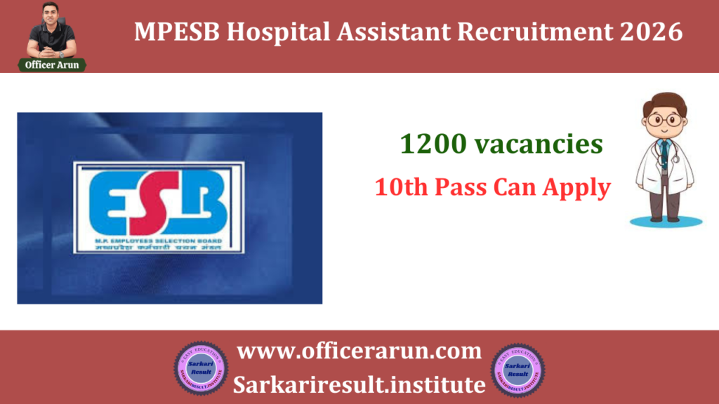 MPESB Hospital Assistant Recruitment 2026 Apply Online for 1200 Posts